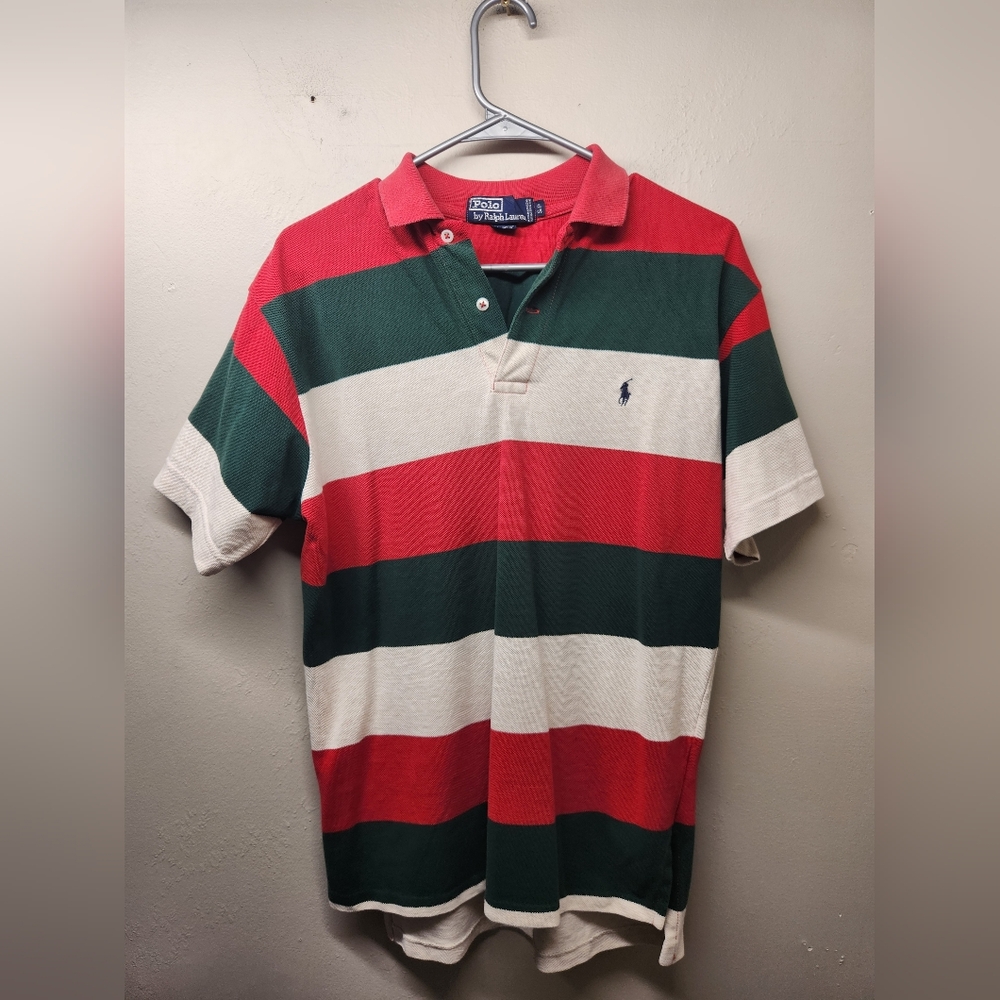 Vintage 90s Polo by Ralph Lauren Color Block Big Striped Rugby Polo Shirt Size S